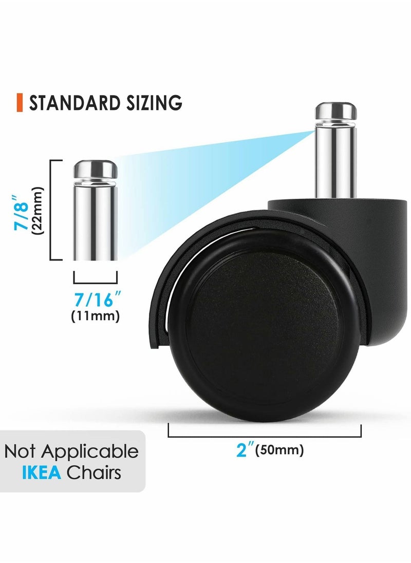 Office Chair Wheels Replacement, 5 Pcs Office Chair Caster Wheels with Soft Rubber Rollers
