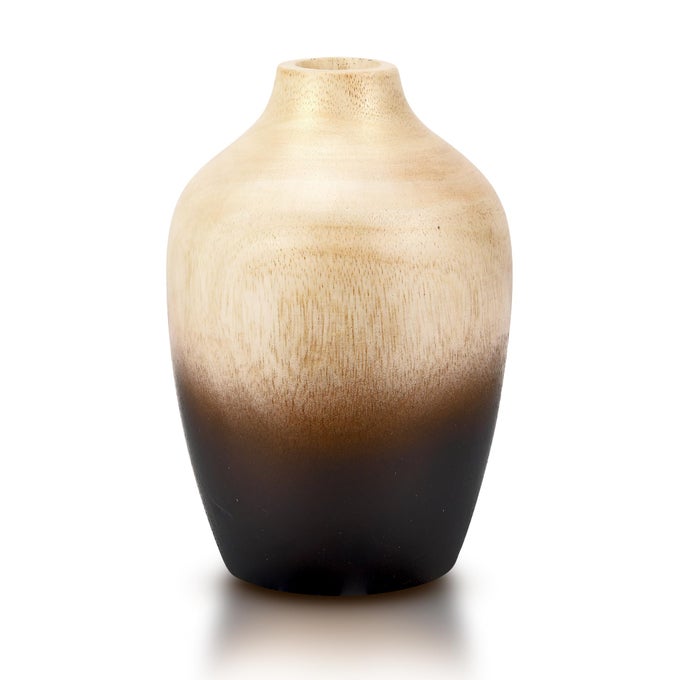 6INCH MANGO WOOD FLOWER VASE HANDMADE BOTTLE SHAPED DECORATIVE WOODEN TABLETOP VASE FOR RUSTIC HOME DCOR BROWN TO BLACK GRADIENT INDOOR CENTERPIECE ARTISAN MANGO TREE VASE FOR DRIED FLOWERS