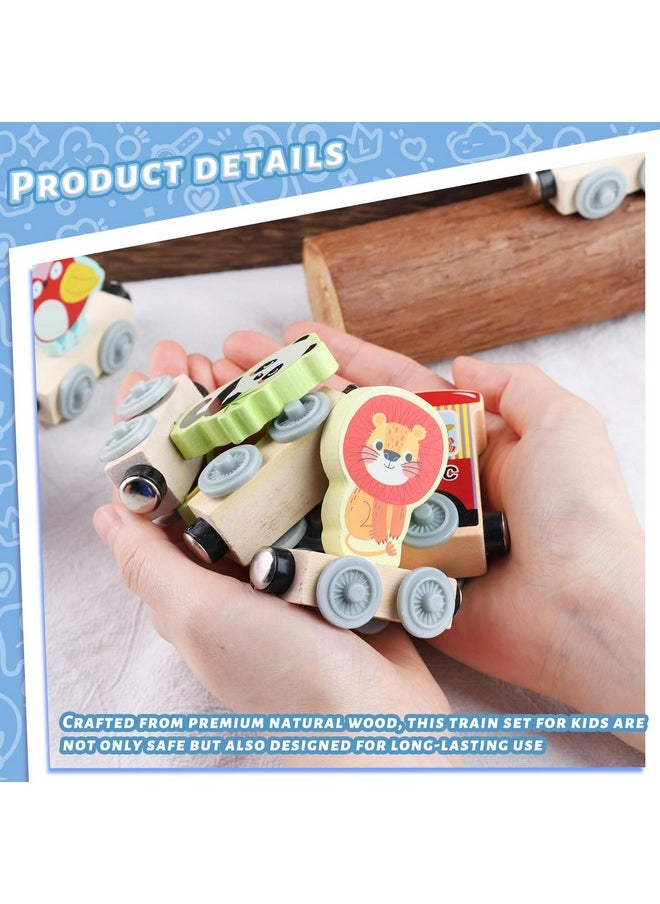 LovesTown 11Pcs Magnetic Wooden Animals Train Set, Montessori Toys For Toddlers Toys For Preschool Learning Activities Birthday Kids Boys Girls  - Image 4