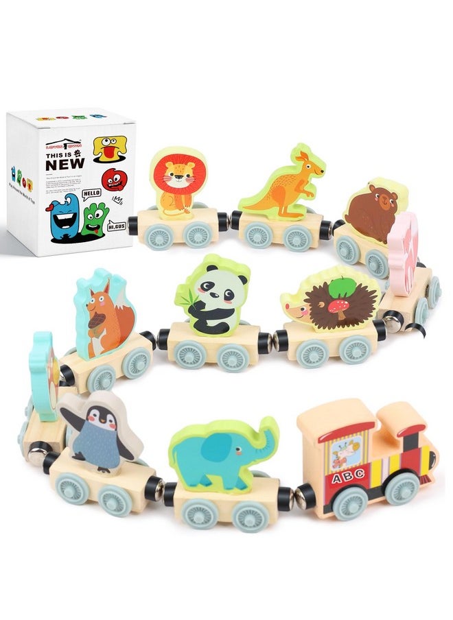 LovesTown 11Pcs Magnetic Wooden Animals Train Set, Montessori Toys For Toddlers Toys For Preschool Learning Activities Birthday Kids Boys Girls  - Image 1