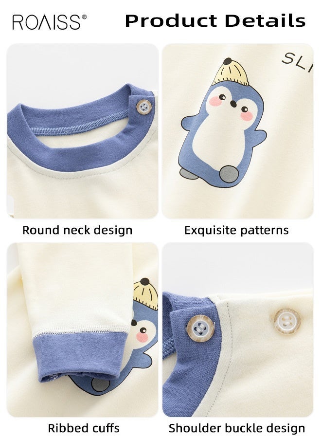 roaiss Unisex Toddler Adorable T-shirt, Round Neck Long Sleeve Pullover with Penguin Pattern, Skin-friendly Breathable Tops for Babies, Suitable for Daily Wear or Any Occasion - Image 4
