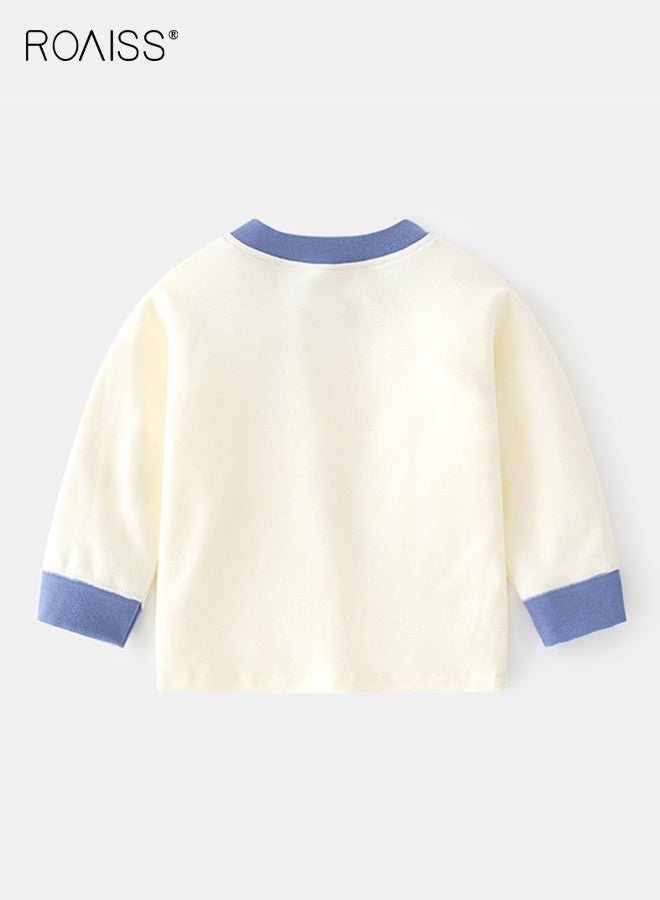 roaiss Unisex Toddler Adorable T-shirt, Round Neck Long Sleeve Pullover with Penguin Pattern, Skin-friendly Breathable Tops for Babies, Suitable for Daily Wear or Any Occasion - Image 2