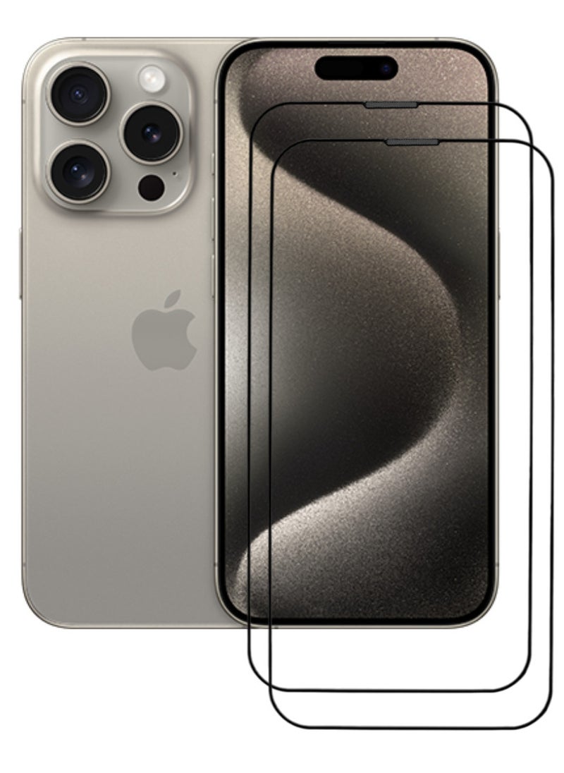 ACLIX 2 Pieces Antistatic ESD Dustproof Premium Quality High Definition Tempered Glass Screen Protector Designed For  iPhone 15 Pro - Image 1