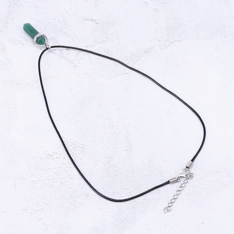 Unisex Natural Stone Hexagonal Column Pendant Chain Fashion Jewelry Decor Accessiories for Women and Men ( and Wax Rope) - Image 1