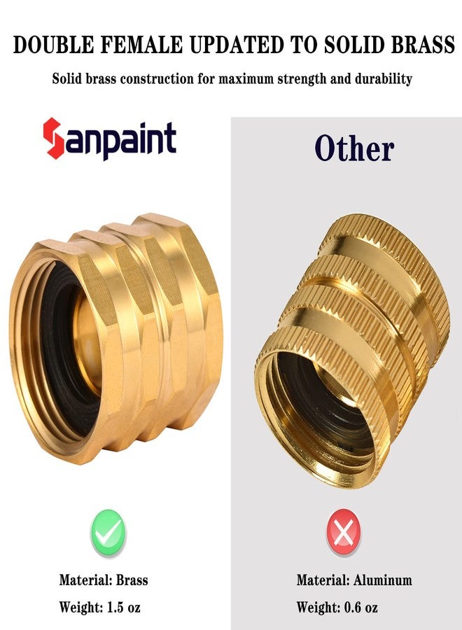Sanpaint محول خرطوم الحديقة من سانبينت، عبوة من قطعتين، خرطوم نحاسي دوار، موصل خرطوم 3/4 بوصة مع 4 حلقات غسيل إضافية (أنثى إلى أنثى) - Image 4