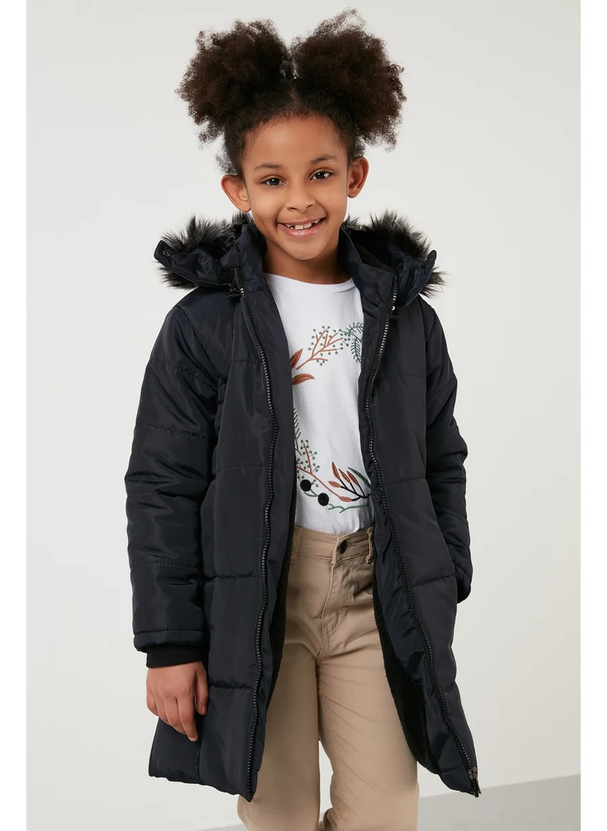 Lela Girl's Coat with Faux Fur Collar and Plush Lining and Removable Hood 5760043