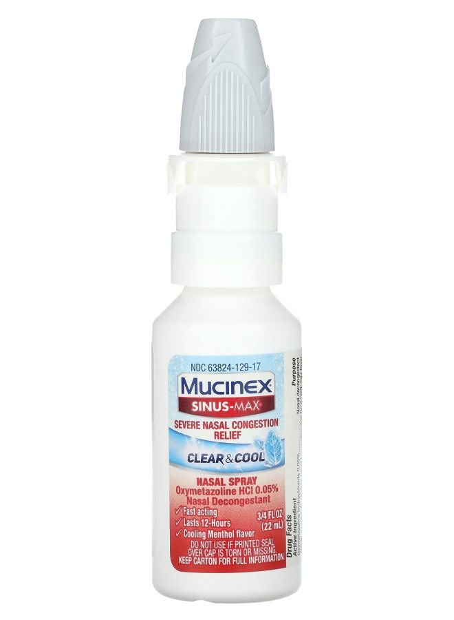 MUCINEX SinusMax Severe Nasal Congestion Relief Clear & Cool 0.75 fl oz (22 ml)