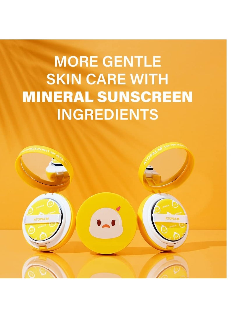 ATOPALM | Tok Tok Facial Sun Pact | Sun Cushion SPF43 PA+++ | Sunscreen Korean | For Dry and Sensitive Skin | Outdoor Sunscreen Compact | Moisturizing Spf Cushion Mineral Cream | Korean Skincare | 15g