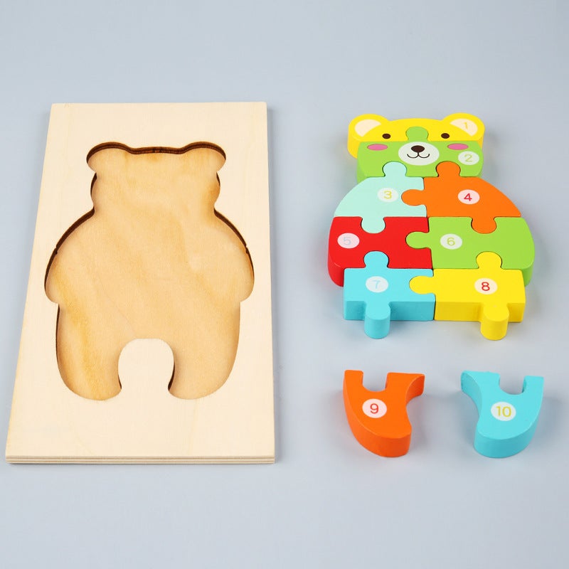 Wooden Children'S Puzzle Puzzle Toys Animal Traffic Early Education Cognitive Hand-Held Board Building Blocks Three-Dimensional Puzzle - Image 5