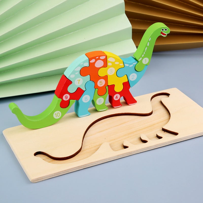 Wooden Children'S Puzzle Puzzle Toys Animal Traffic Early Education Cognitive Hand-Held Board Building Blocks Three-Dimensional Puzzle - Image 1