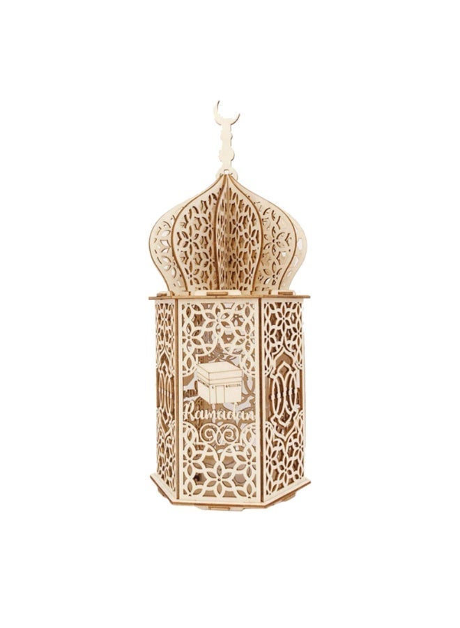 إي سي لوكس زينة رمضان، مصباح ليلي خشبي يعمل بتقنية LED، زينة رمضانية للمنزل، ديكور لحفلات ومناسبات عيد الفطر المبارك، مصباح طاولة مكتبي (قطعة واحدة). - Image 4
