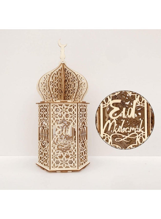 إي سي لوكس زينة رمضان، مصباح ليلي خشبي يعمل بتقنية LED، زينة رمضانية للمنزل، ديكور لحفلات ومناسبات عيد الفطر المبارك، مصباح طاولة مكتبي (قطعة واحدة). - Image 3