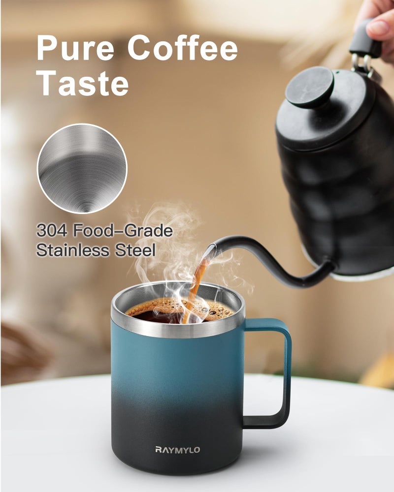 RAYMYLO Insulated Coffee Mug 12 oz, Double Wall Stainless Steel Coffee Mug with Lids, Leak-Proof & Detachable Slider Lid for Thorough Clean, Keeps Coffee Cold for 9 Hrs, Suitable for Camp Home Office - Image 4