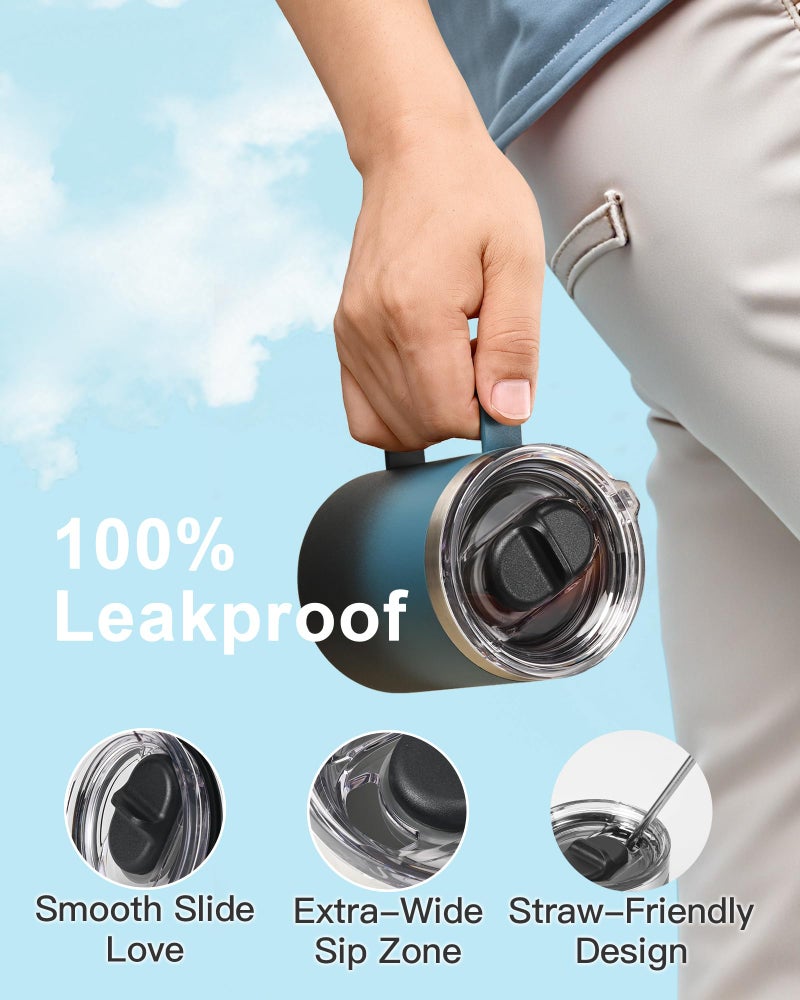 RAYMYLO Insulated Coffee Mug 12 oz, Double Wall Stainless Steel Coffee Mug with Lids, Leak-Proof & Detachable Slider Lid for Thorough Clean, Keeps Coffee Cold for 9 Hrs, Suitable for Camp Home Office - Image 3