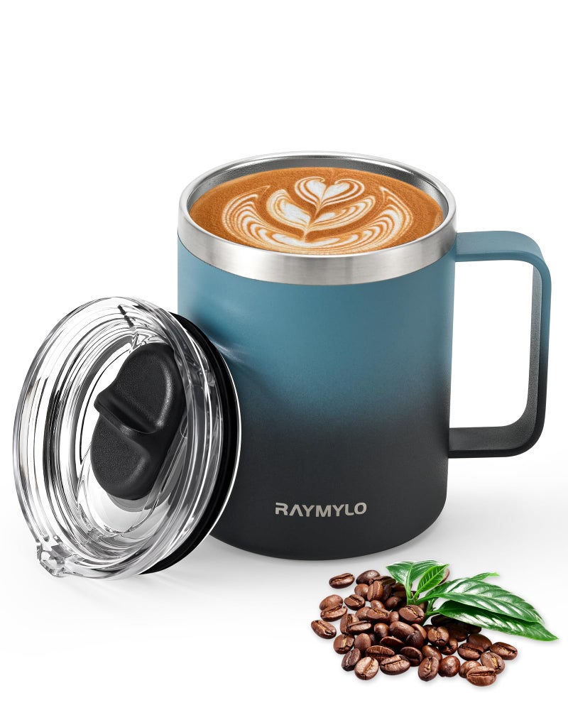 RAYMYLO Insulated Coffee Mug 12 oz, Double Wall Stainless Steel Coffee Mug with Lids, Leak-Proof & Detachable Slider Lid for Thorough Clean, Keeps Coffee Cold for 9 Hrs, Suitable for Camp Home Office - Image 1