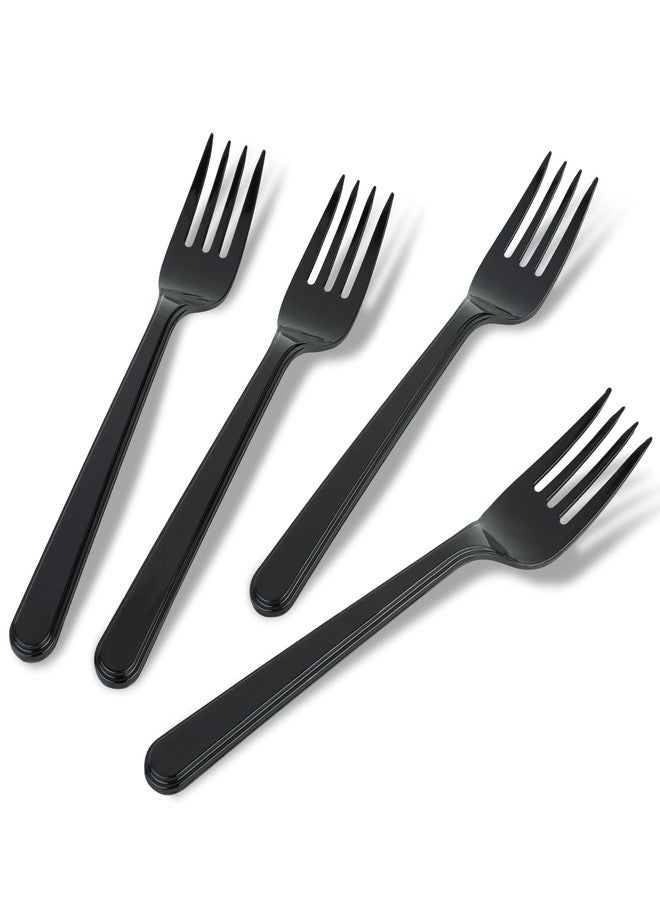 PlasticPro 50 Pack Heavy Weight Plastic Forks Black Disposable Forks Plastic Cutlery Set - Image 1