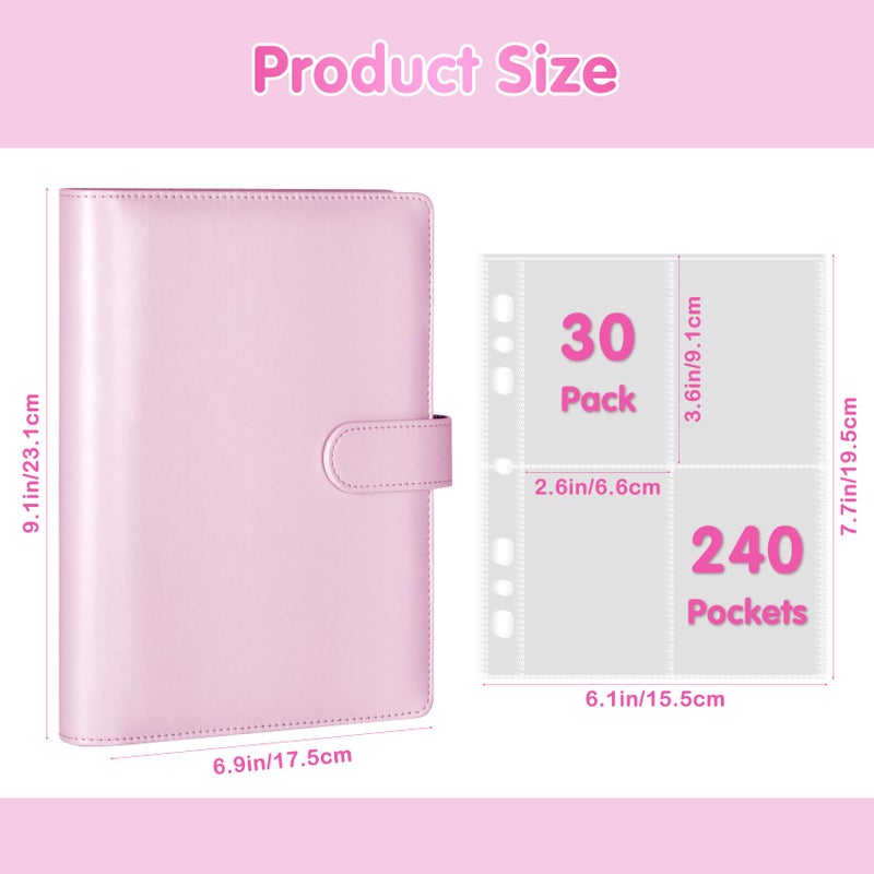 WITHYU A5 Kpop Photocard Binder with 30 Pack 4-Pocket Card Pages, 6 Ring A5 Binder Card Collector Album with 240 Card Slots,PU Leather Binder Cover with Magnetic Buckle Closure for Organizing Trading Card - Image 5