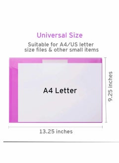 Y&D Plastic Envelopes Poly Envelopes, Clear Document Folders US Letter A4 Size File with Label Pocket & Snap Button, for Home Work Office Organization, Assorted Color - 10 Pack  - Image 2