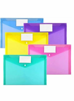 Y&D Plastic Envelopes Poly Envelopes, Clear Document Folders US Letter A4 Size File with Label Pocket & Snap Button, for Home Work Office Organization, Assorted Color - 10 Pack  - Image 1