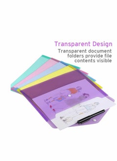Y&D Plastic Envelopes Poly Envelopes, Clear Document Folders US Letter A4 Size File with Label Pocket & Snap Button, for Home Work Office Organization, Assorted Color - 10 Pack  - Image 4