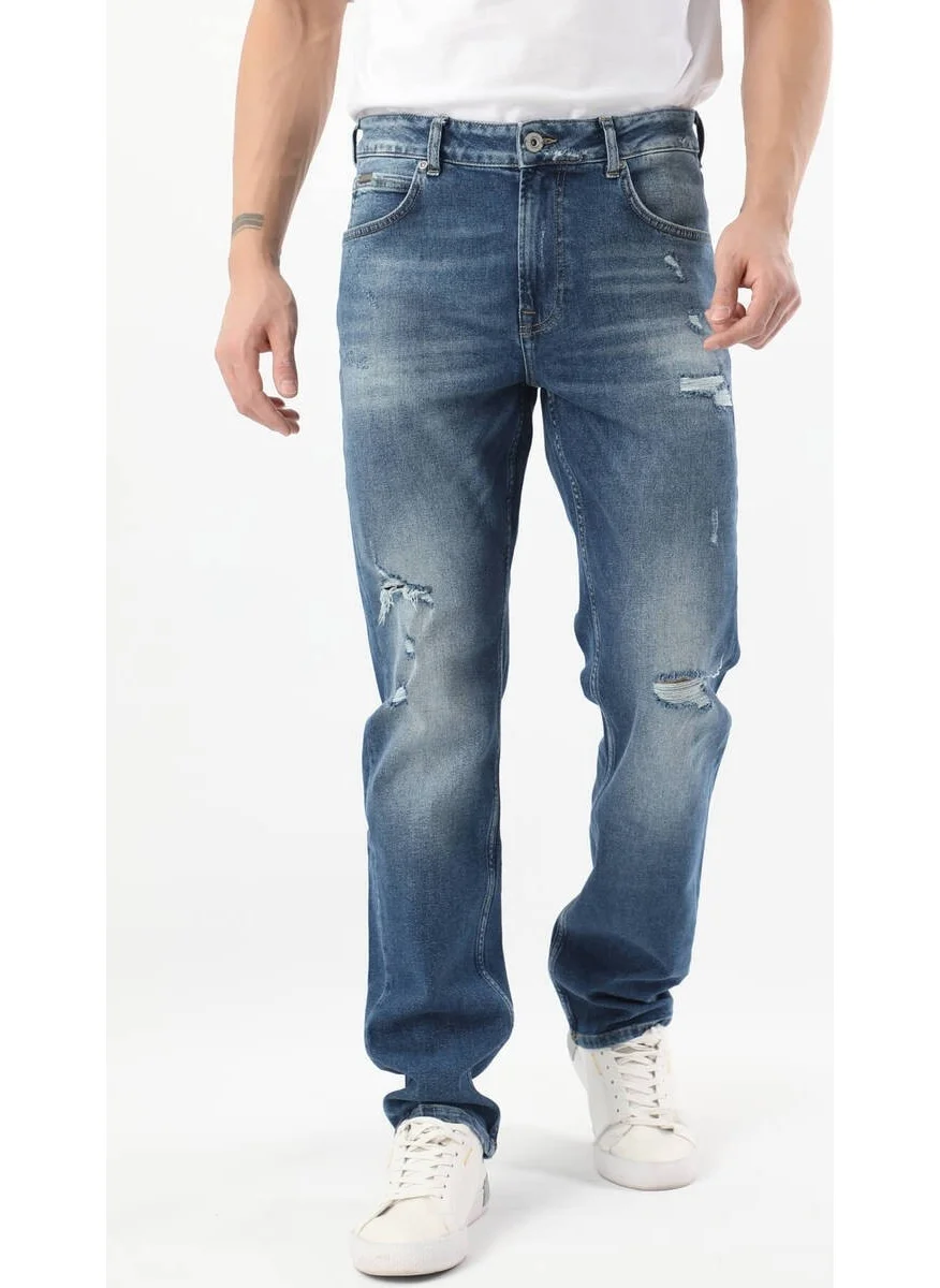 Banny Jeans Men Ripped Detailed Jeans Blue