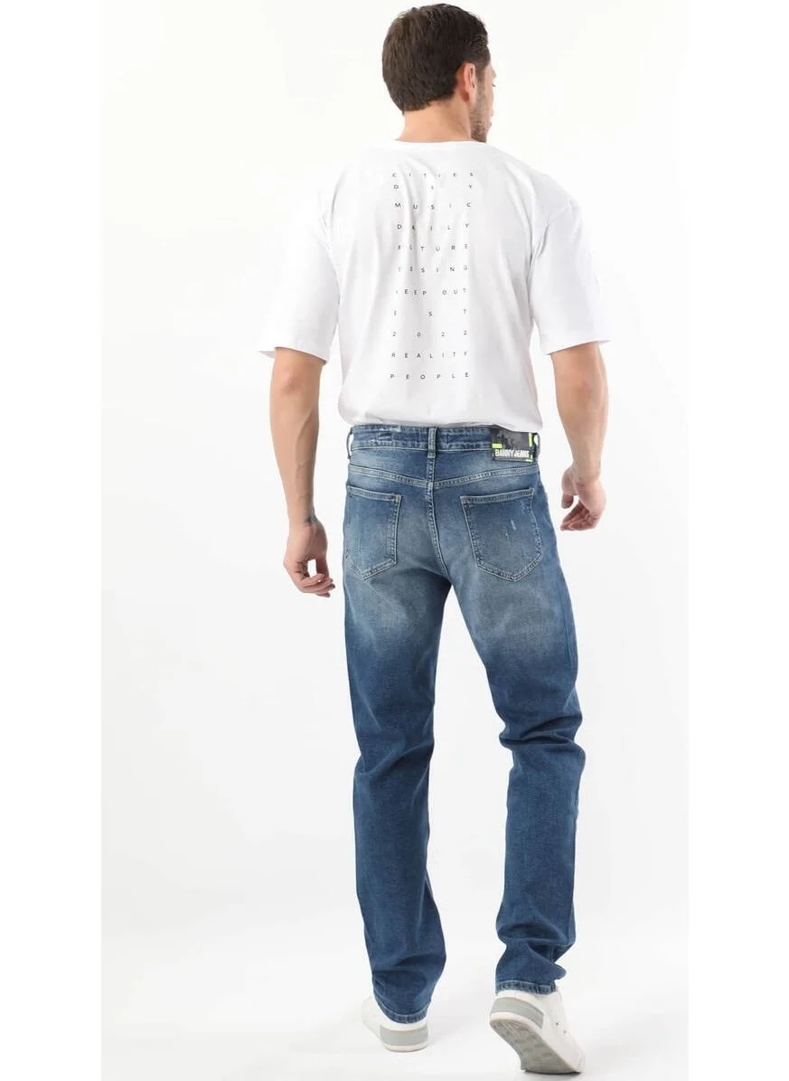 Banny Jeans Men Ripped Detailed Jeans Blue