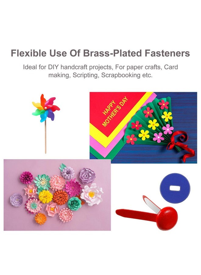 Mudder - 100 Pieces Brass Paper Fasteners Paper Brads And 300 Pieces Washers With Hole Punch (Multicolor 3/4 Inch Long) - Image 1