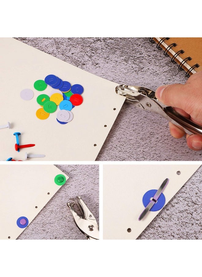 Mudder - 100 Pieces Brass Paper Fasteners Paper Brads And 300 Pieces Washers With Hole Punch (Multicolor 3/4 Inch Long) - Image 1