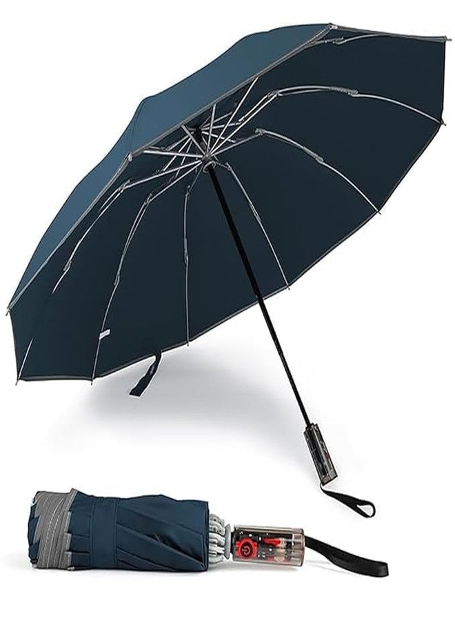 KRIPESH Umbrella, Big Sun Protection Umbrella With Reflective Strip, Reverse Open Windproof & UV Protection Anti-Slip Handle Lightweight 95% UV Block for Men, Women & Kids Ideal for Rain & Sun Coverage (BIG) - Image 2