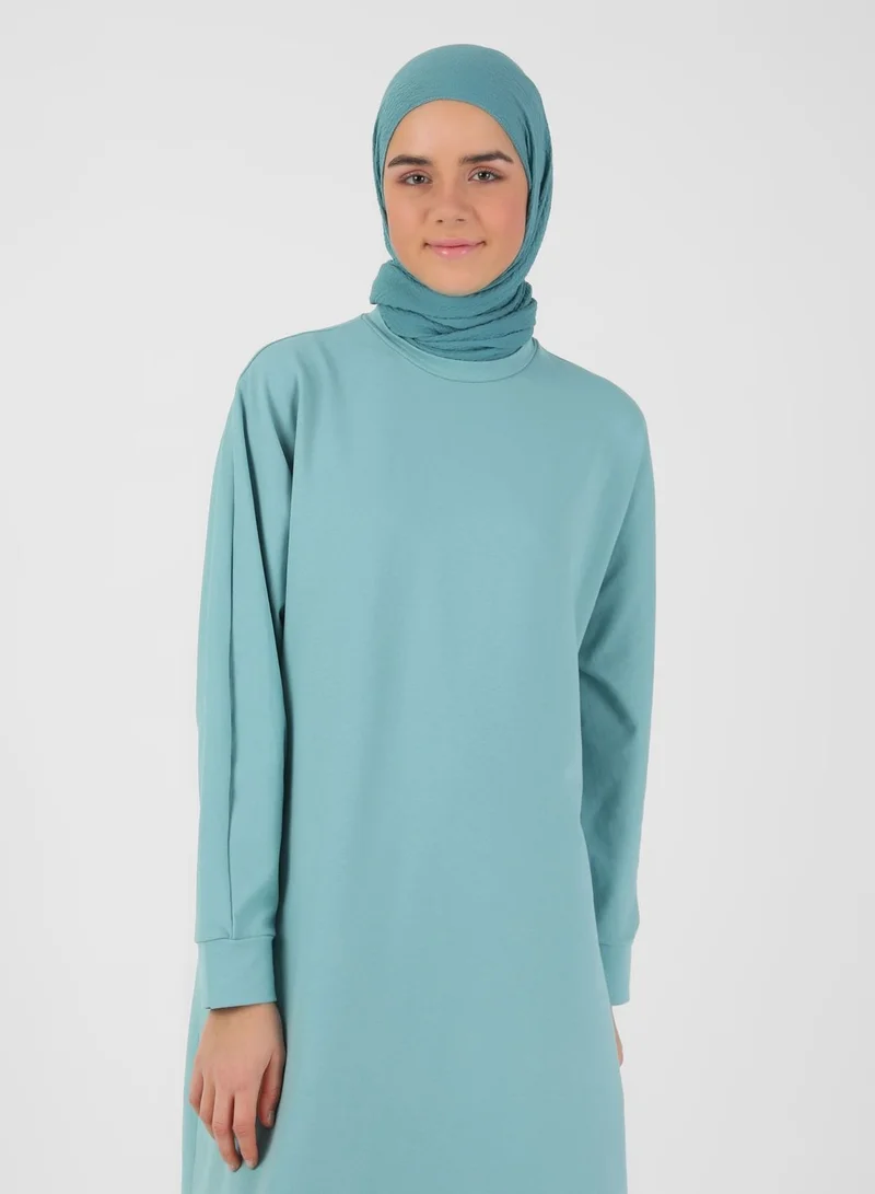 Refka by modanisa Cuffed Sleeve Knitted Dress