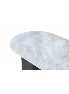DANUBE HOME طاولة طعام Waverley Sintered Stone طاولة مطبخ بيضاوية قوية ومتينة تتسع لـ 6 مقاعد بتصميم عصري أثاث مكتبي لغرفة الطعام المنزلية الطول 200 × العرض 100 × الارتفاع 76 سم، رمادي  - Image 4