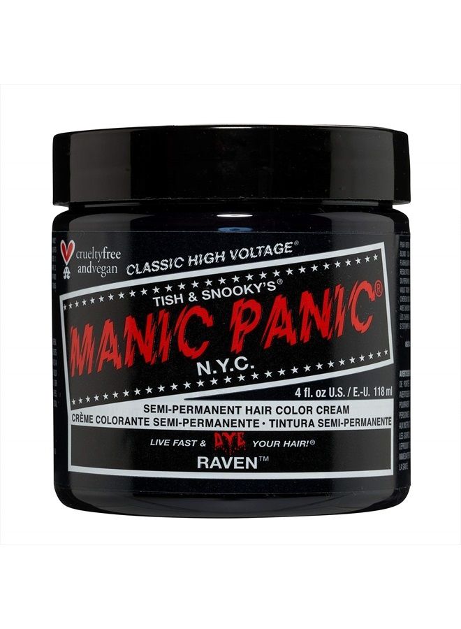 Manic Panic صبغة شعر رافين بلاك - جهد كلاسيكي عالي - لون شعر أسود شبه دائم بدرجة لون بارد مع لون أزرق/أخضر - نباتي، خالي من مادة PPD والأمونيا (4 أونصة) - Image 1