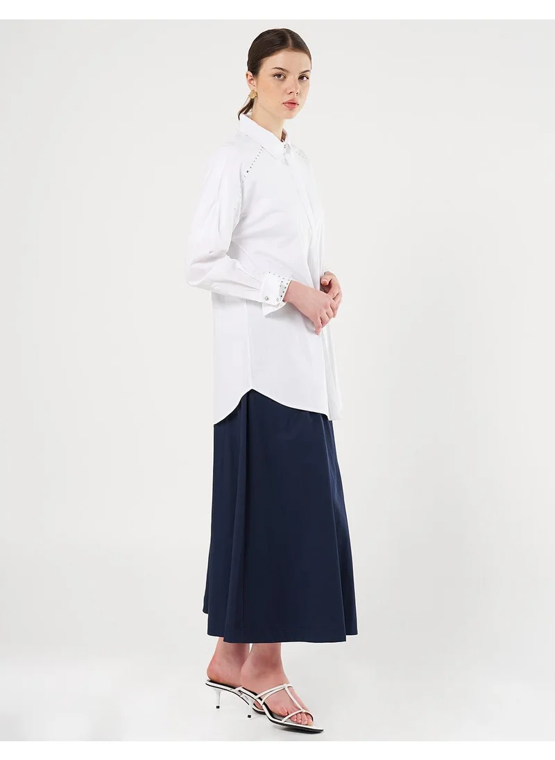 Kayra Trok Printed Poplin Tunic Optical White