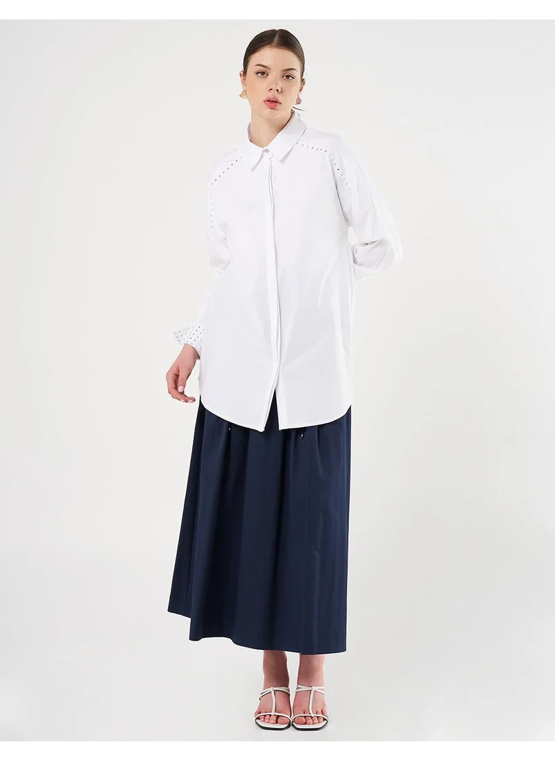 Kayra Trok Printed Poplin Tunic Optical White