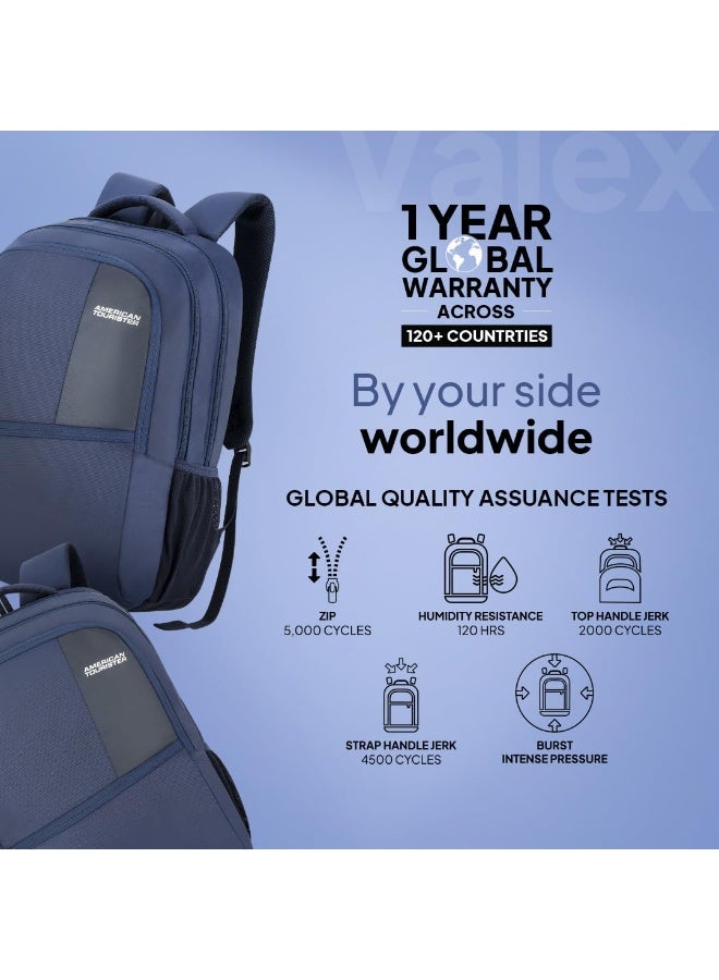 American Tourister Valex Laptop Backpack, 28L & 17" Inch Laptop Compartment, front organiser, bottle holder Backpack Bag For Man And Women, Blue - Image 5