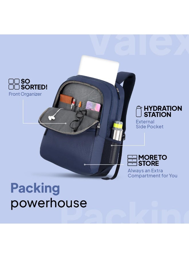 American Tourister Valex Laptop Backpack, 28L & 17" Inch Laptop Compartment, front organiser, bottle holder Backpack Bag For Man And Women, Blue - Image 4