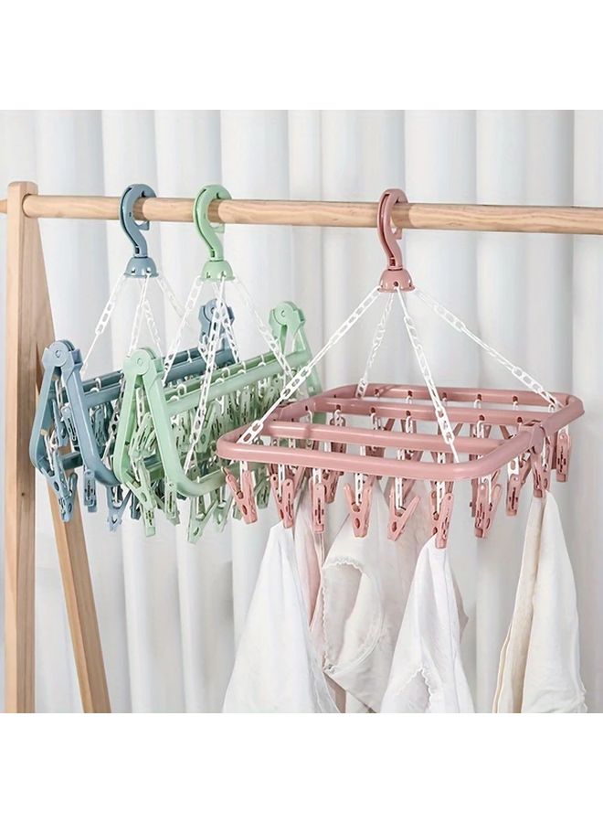 Blue Wall Mounted Laundry Hanger 32 Clip Space Saving Drying Rack - Image 2