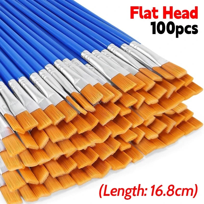 Painting Brushes Set Flat Pointed Head Tip Nylon Hair Paint Brush Acrylic Watercolor Oil Paint Brushes for Artist School Supply - Image 1