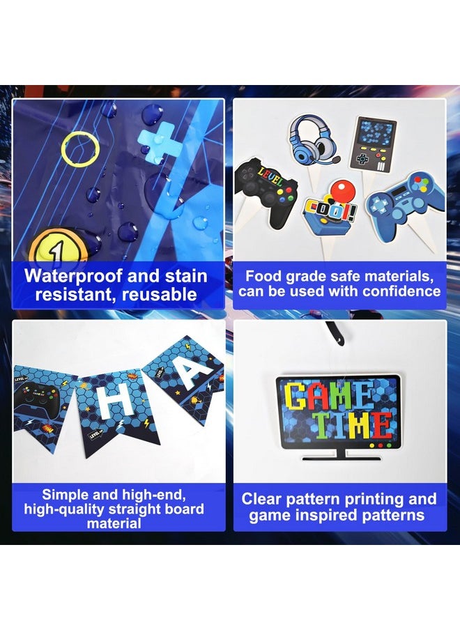 Bluegogo 69Pcs Video Game 10th Birthday Party Decorations, Blue Black level 10 Birthday Decorations Banner Hanging Swirls Balloons Garland Arch Foil Curtains Tablecloth for Boys 10th Birthday Decorations  - Image 4