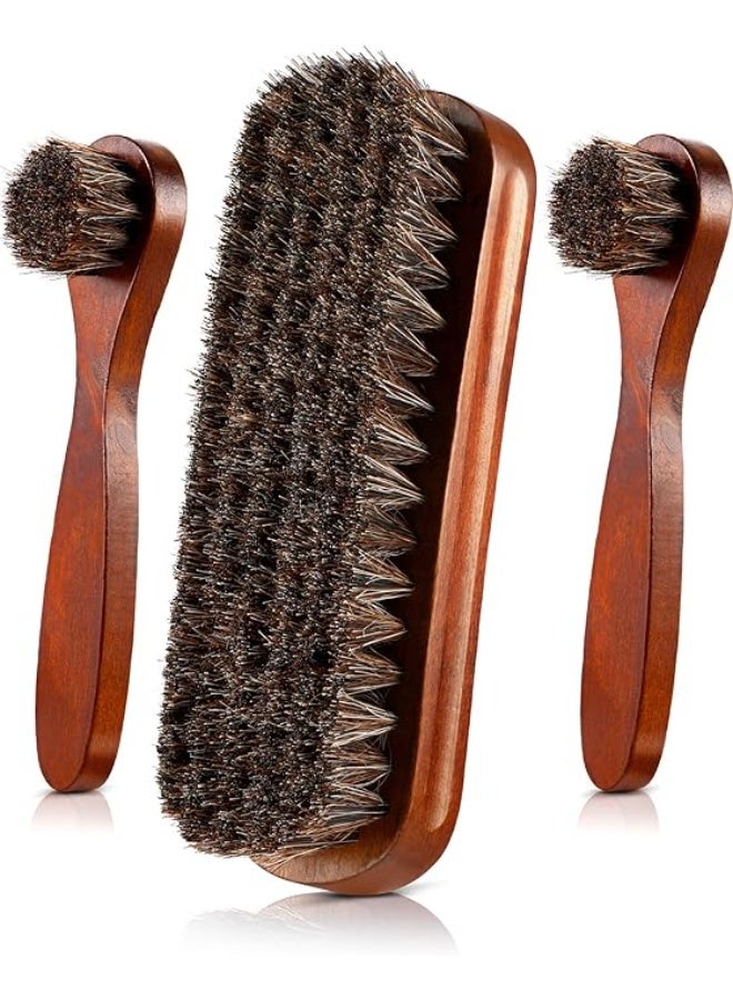 3 Pieces Horsehair Shoes Polish Brushes Care Clean Daubers Applicators - Image 1