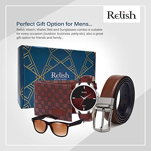Relish Analogue Men's & Boy's Watch, Belt, Sunglasses and Wallet Combo for Gifts Brown | Diwali Gift | Gift for Mens - Image 2