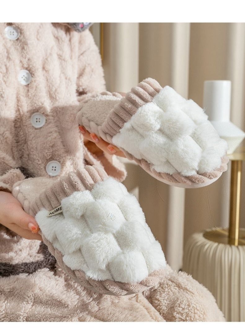 Home - Winter Home Cotton Slippers Indoor Antiskid Warm Plush Bedroom Slippers - Image 1