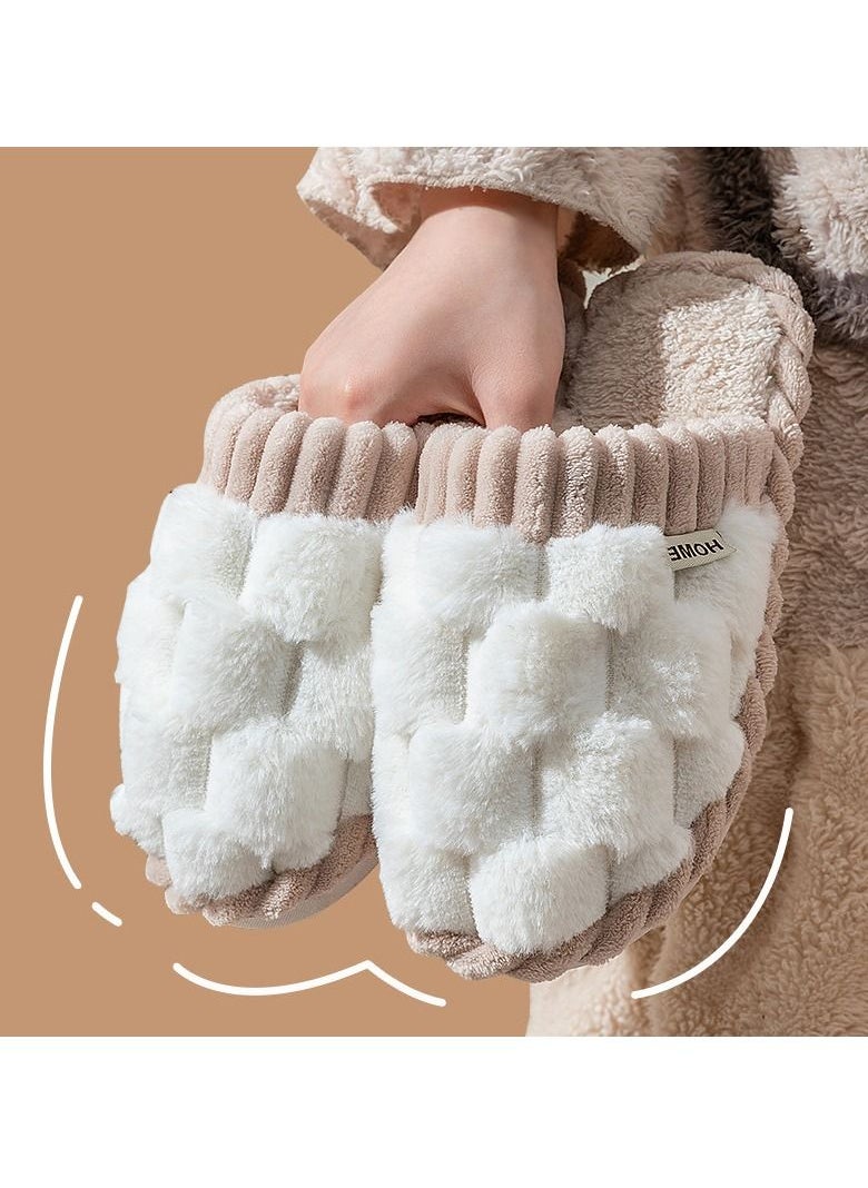 Home - Winter Home Cotton Slippers Indoor Antiskid Warm Plush Bedroom Slippers - Image 1