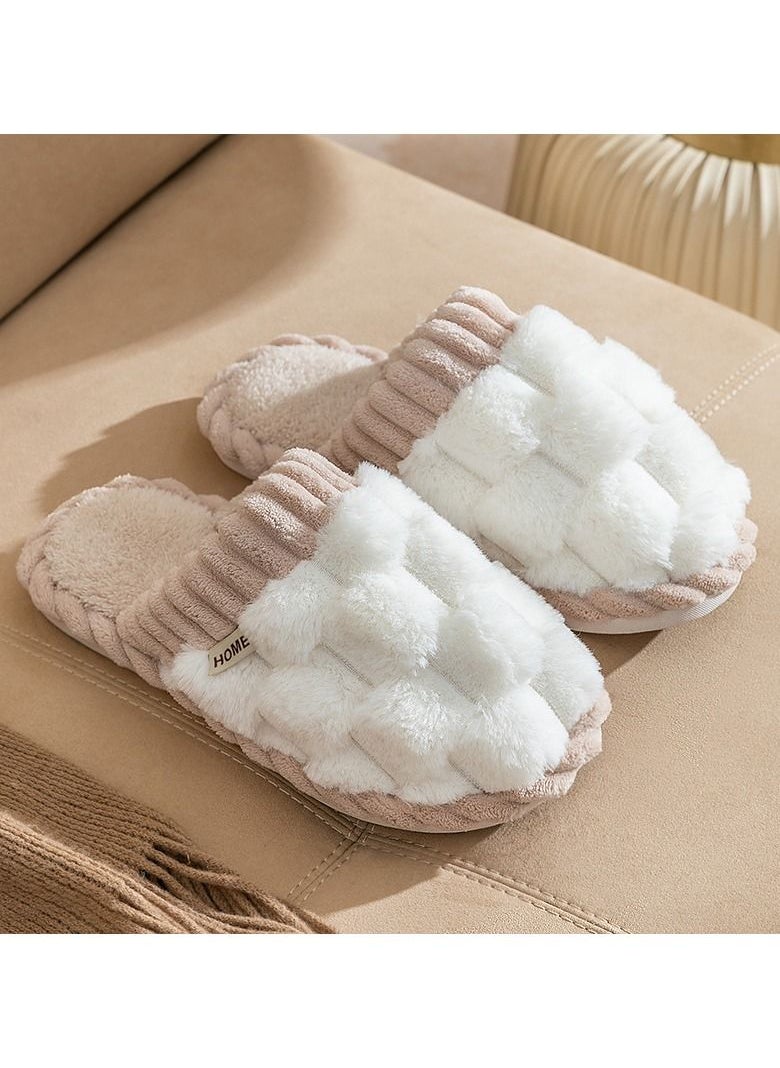 Home - Winter Home Cotton Slippers Indoor Antiskid Warm Plush Bedroom Slippers - Image 1