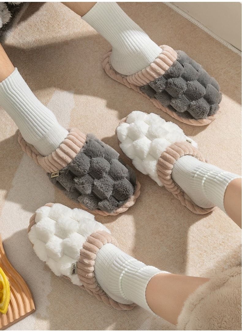 Home - Winter Home Cotton Slippers Indoor Antiskid Warm Plush Bedroom Slippers - Image 1
