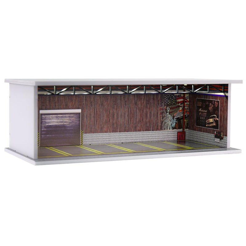 GFANS 164 Scale Hot diecast Wheels Model car scenarios Display case with LED Light and Acrylic Cover Scenes Parking lot Diorama Storage Garage Box with 6 Parking Spaces Warehouse