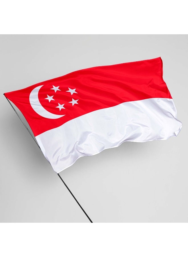ARS Singapore  Flag - Heavy-Duty 210D Satin, Singapore Flag for Outdoor/Indoor, Fade Resistant, Flag Day, And Home-Polyester, Sport Day, FIFA World Cup-Size Available - Image 2