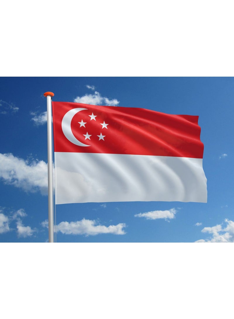 ARS Singapore  Flag - Heavy-Duty 210D Satin, Singapore Flag for Outdoor/Indoor, Fade Resistant, Flag Day, And Home-Polyester, Sport Day, FIFA World Cup-Size Available - Image 1