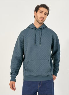 Diamond Quilted Relaxed Hoodie with Kangaroo Pocket
