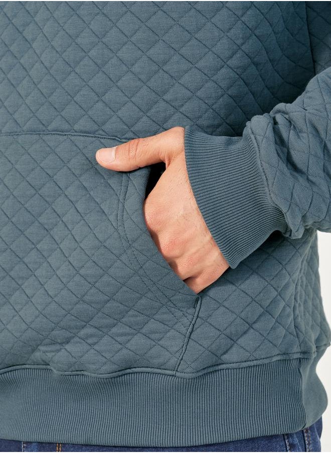 Styli - Diamond Quilted Relaxed Hoodie with Kangaroo Pocket - Image 1